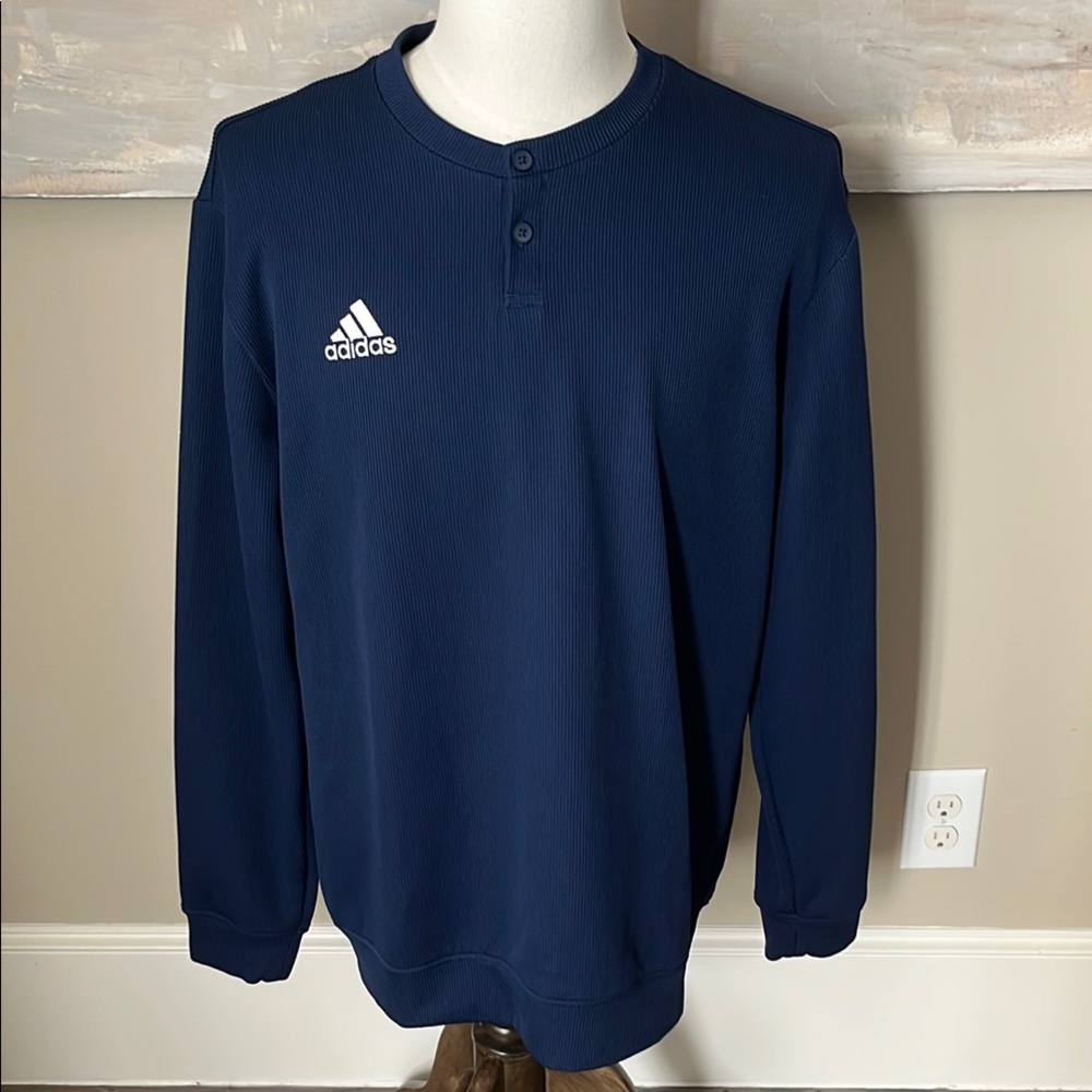 Adidas navy textured long sleeve pullover